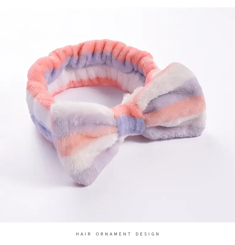 Pink Faux Fur Bow Hair Band for Women — feature 14