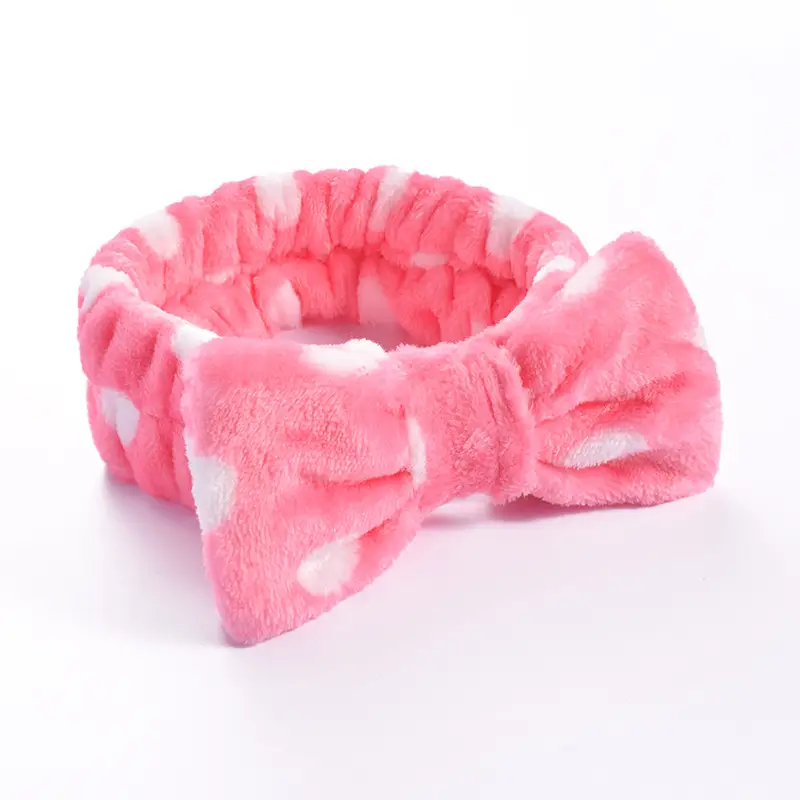 Pink Faux Fur Bow Hair Band for Women - Image 2