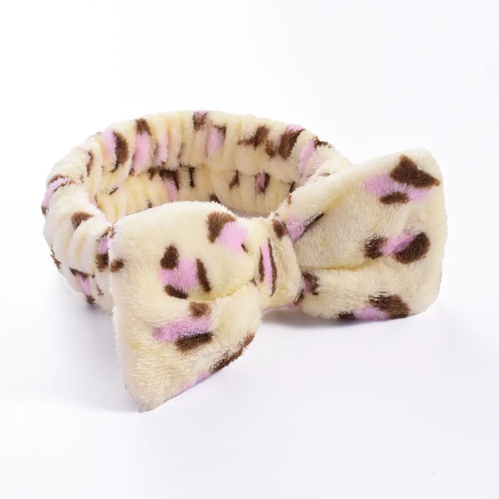 Pink Faux Fur Bow Hair Band for Women - Image 34