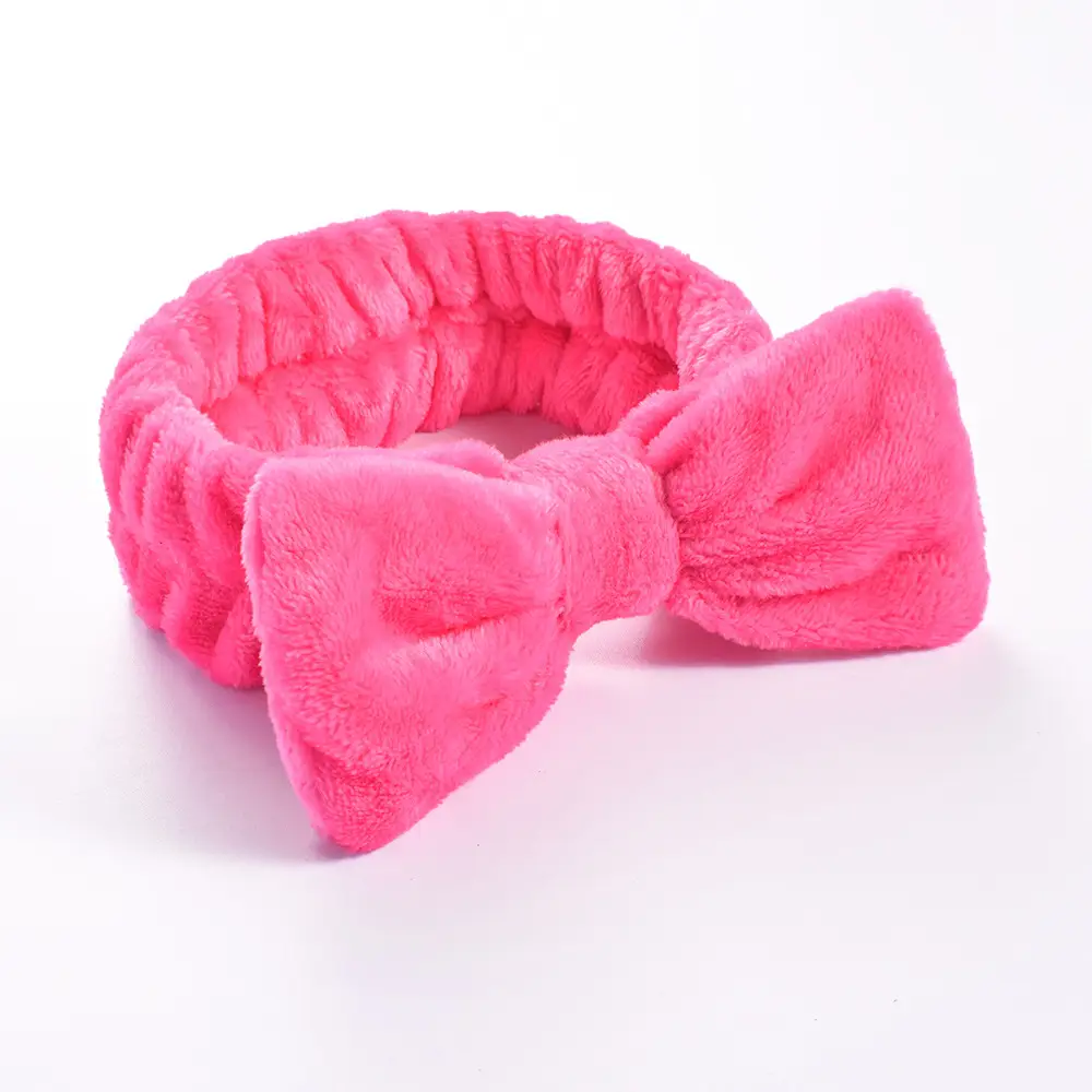 Pink Faux Fur Bow Hair Band for Women - Image 45