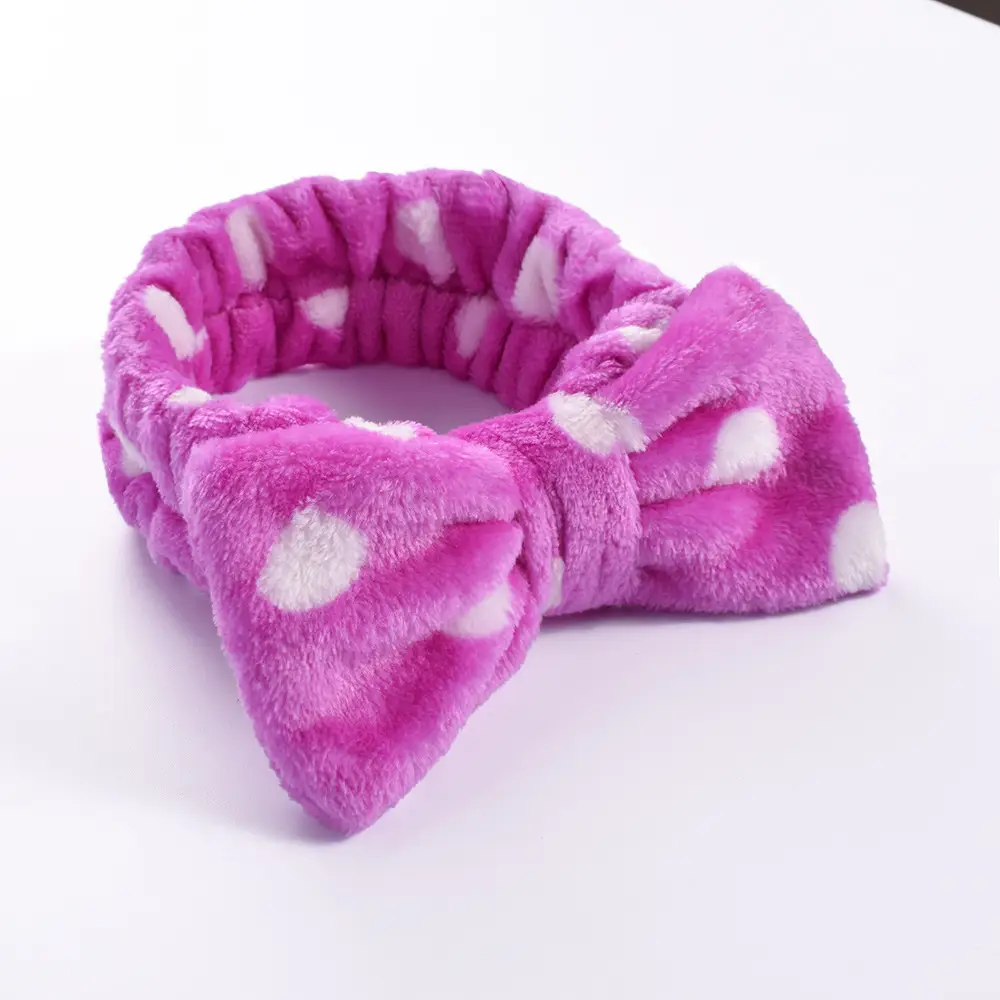 Pink Faux Fur Bow Hair Band for Women - Image 5