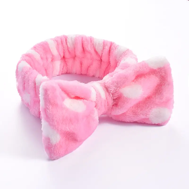 Pink Faux Fur Bow Hair Band for Women - Image 9