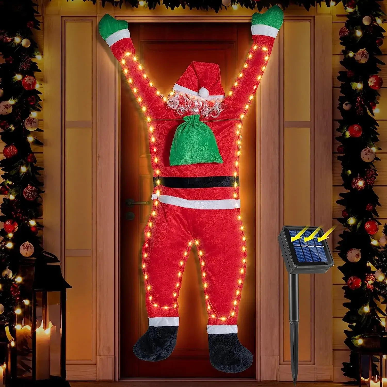 2024 Cross-Border New Velvet Santa Claus Wall Climbing Decoration Clothes Hangings Gift Holiday Decorations - Image 3