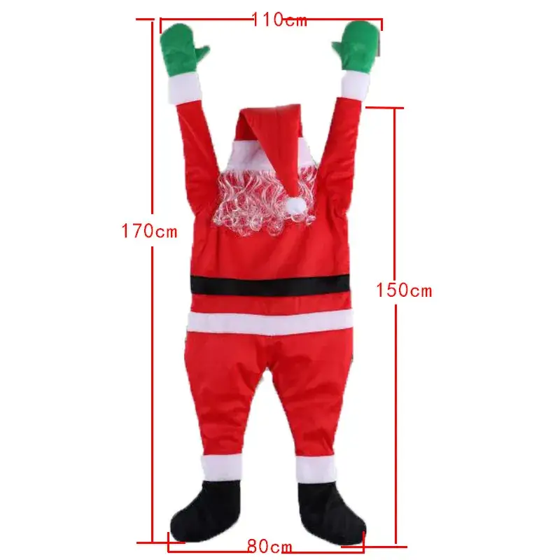 2024 Cross-Border New Velvet Santa Claus Wall Climbing Decoration Clothes Hangings Gift Holiday Decorations - Image 2
