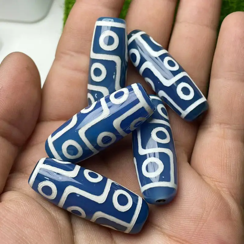 40mm Blue Chalcedony Beads for Men Women - Image 3