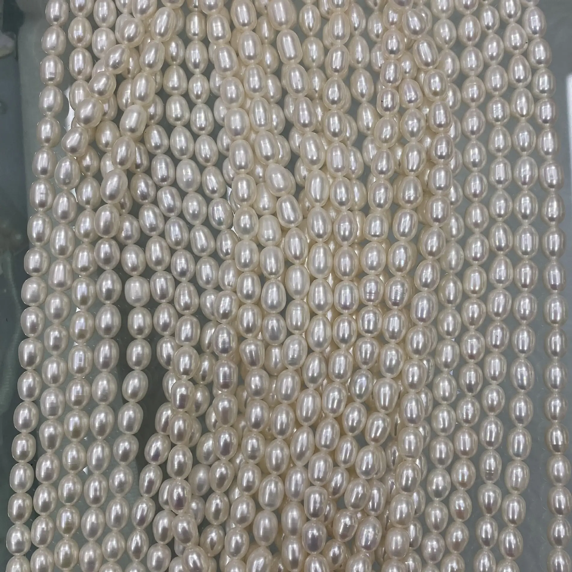 7-8mm Bright Rice Pearl Beads for DIY Necklaces
