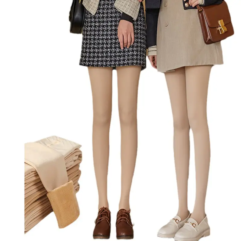 Pantyhose women stockings velvet spring and autumn light leg artifact thickened fleece-lined flesh color plus size leggings socks wholesale