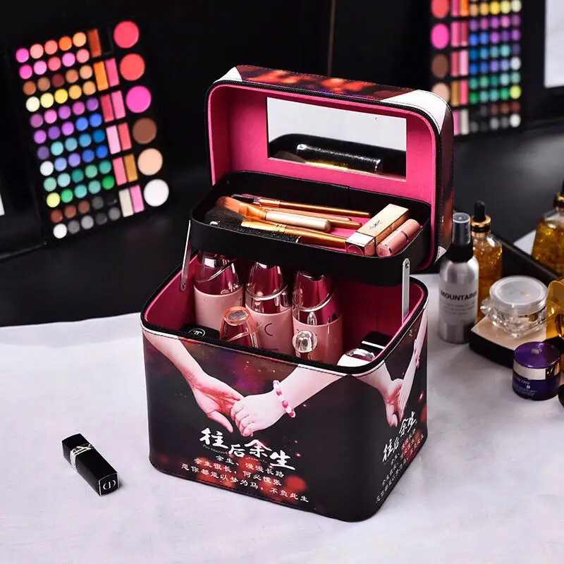 Large Capacity Cosmetic Storage Box with Travel Suitcase