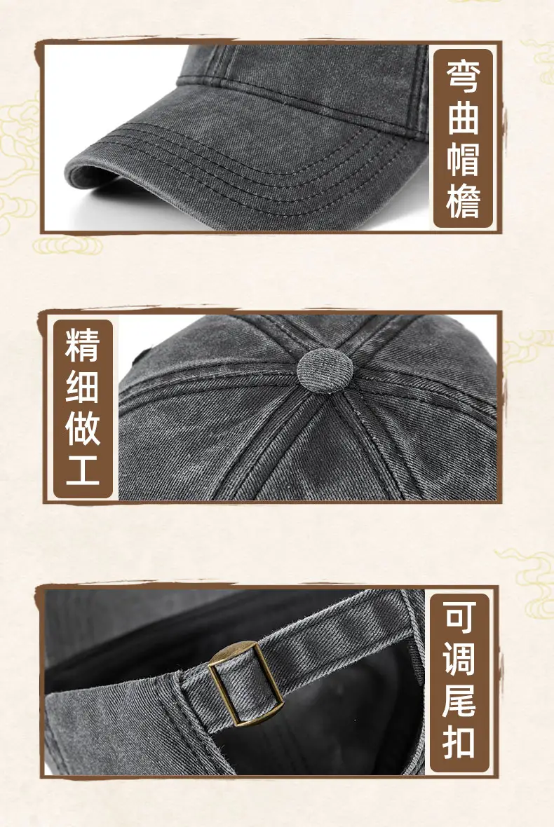 Vintage Washed Denim Cap Dark Blue Large — feature 13