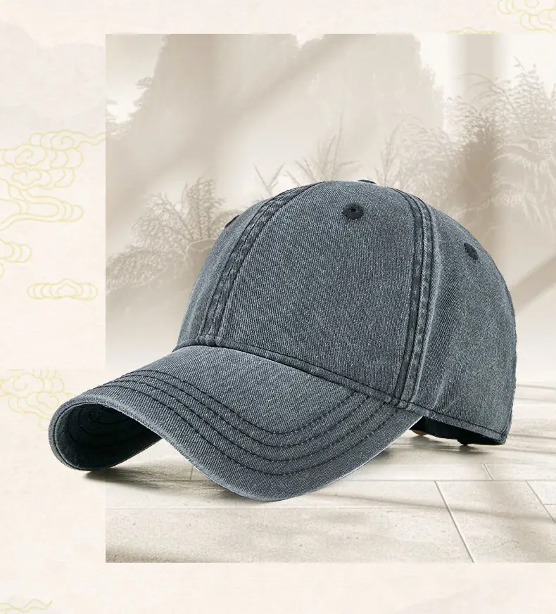 Vintage Washed Denim Cap Dark Blue Large — feature 4