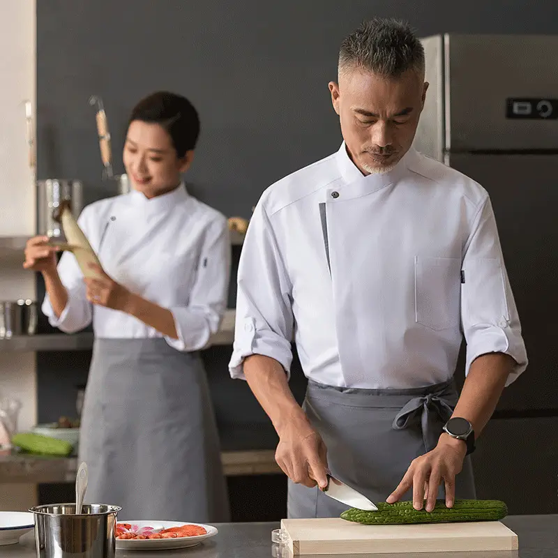 High-end Chef Workwear Blue Long Sleeve for Men