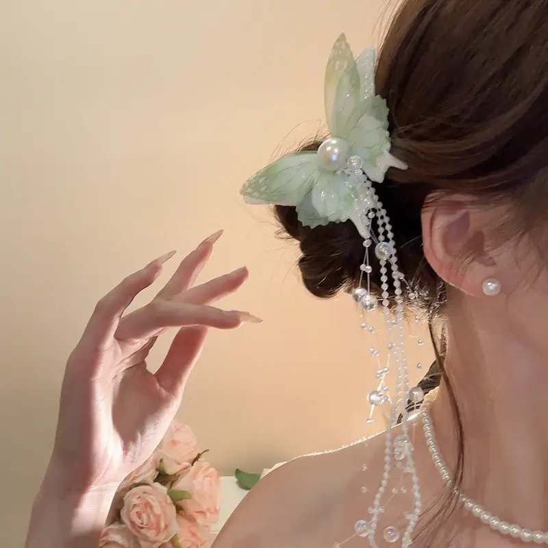 Sweet Pink Bow Pearl Tassel Hairpin for Girls - Image 6