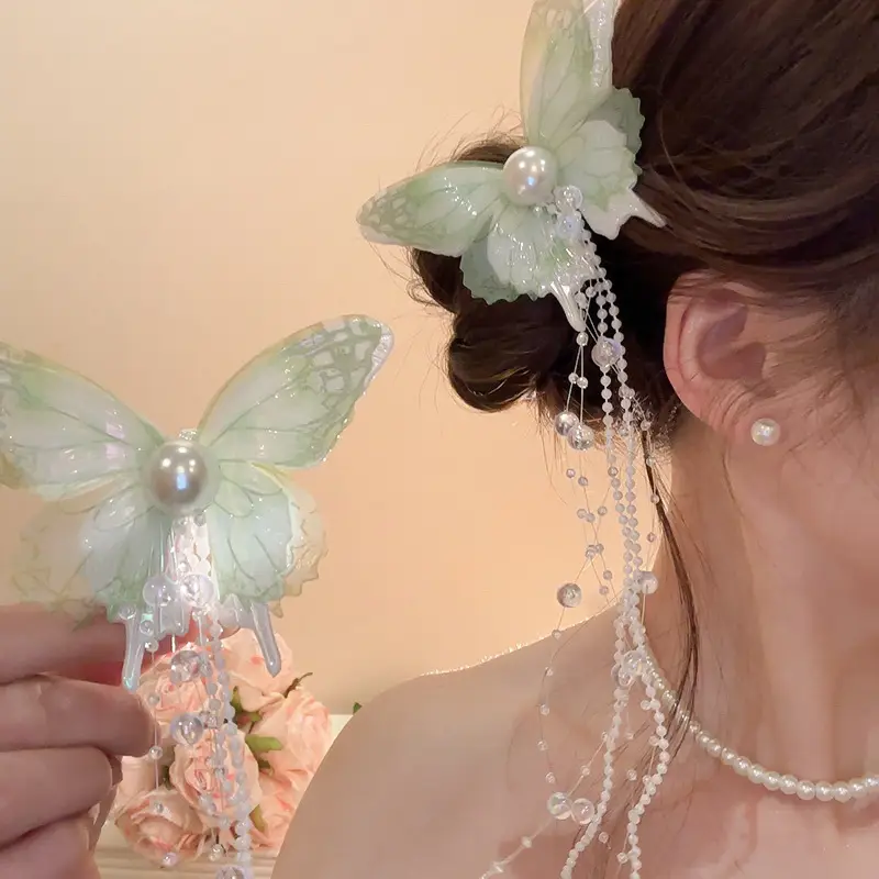 Sweet Pink Bow Pearl Tassel Hairpin for Girls — feature 11