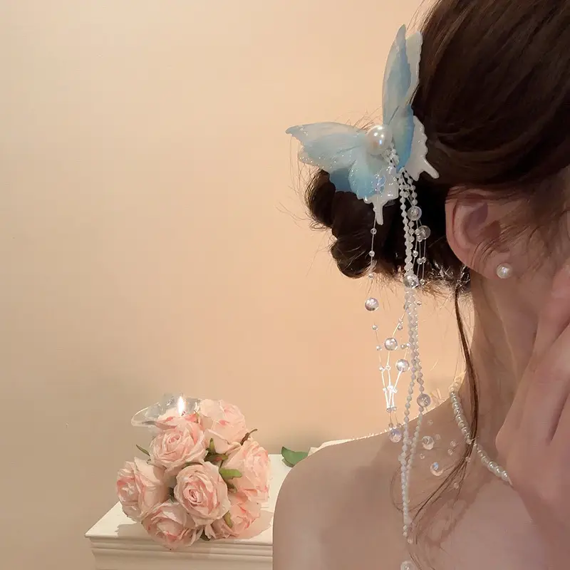 Sweet Pink Bow Pearl Tassel Hairpin for Girls — feature 14