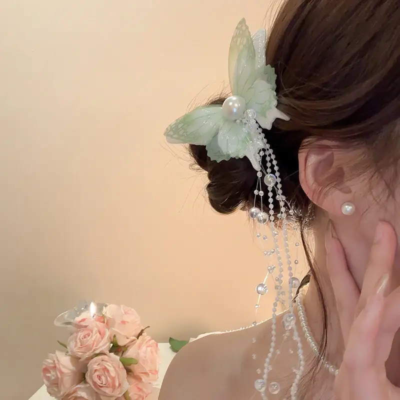 Sweet Pink Bow Pearl Tassel Hairpin for Girls — feature 16