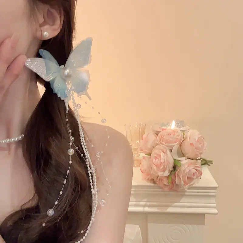 Sweet Pink Bow Pearl Tassel Hairpin for Girls — feature 18