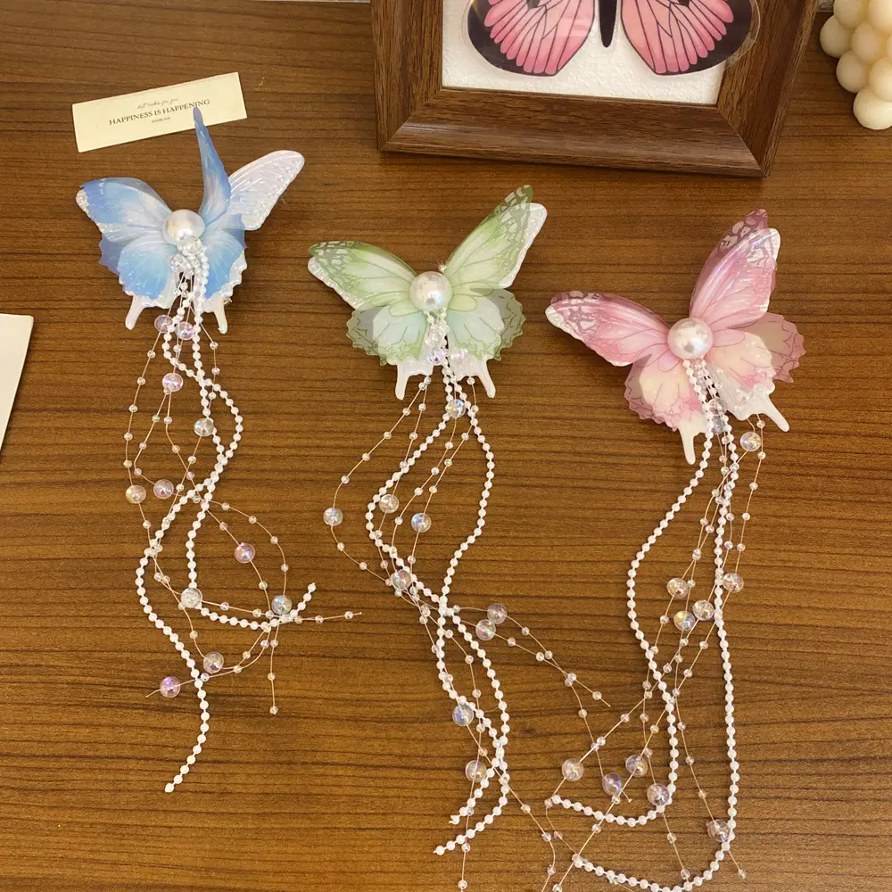 Sweet Pink Bow Pearl Tassel Hairpin for Girls — feature 4