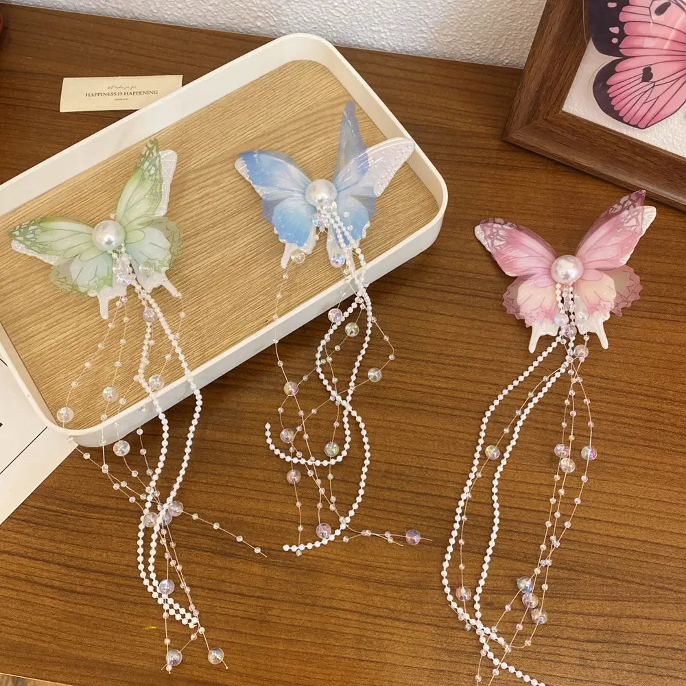 Sweet Pink Bow Pearl Tassel Hairpin for Girls — feature 8