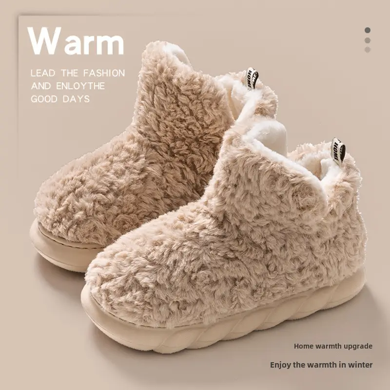 Thick-Soled Snow Boots for Women, Winter Home Use, Warm Confinement Fleece-Lined, Thickeneded Anti-Slip Cotton Shoes for Women to Wear Outside - Image 5