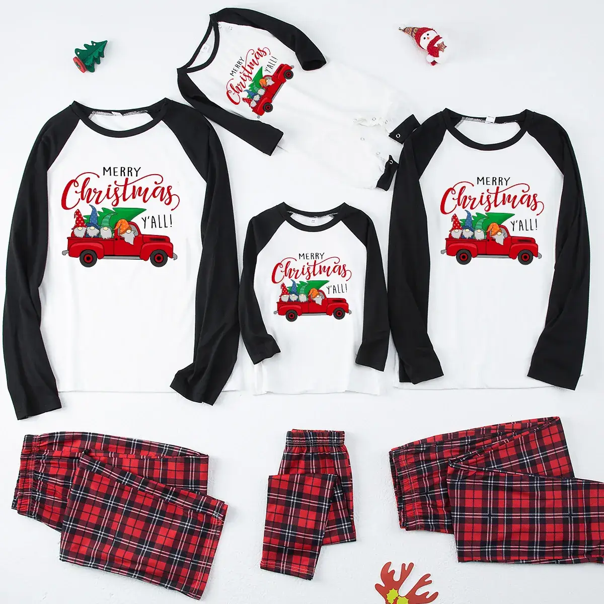 Tianming Christmas Pajama Set Red Plaid Parent-Child Suit - Image 2
