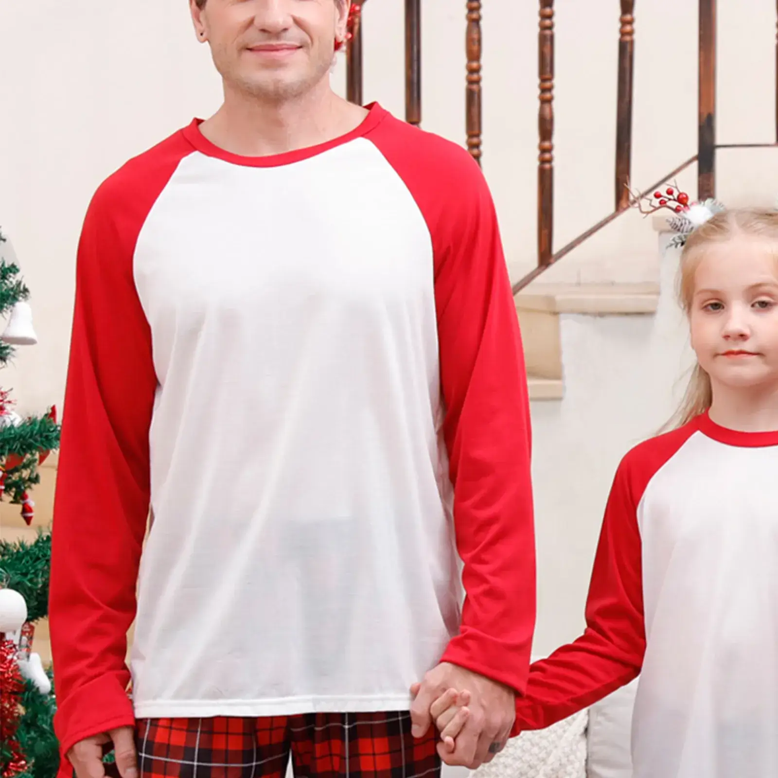 Tianming Christmas Pajama Set Red Plaid Parent-Child Suit - Image 4