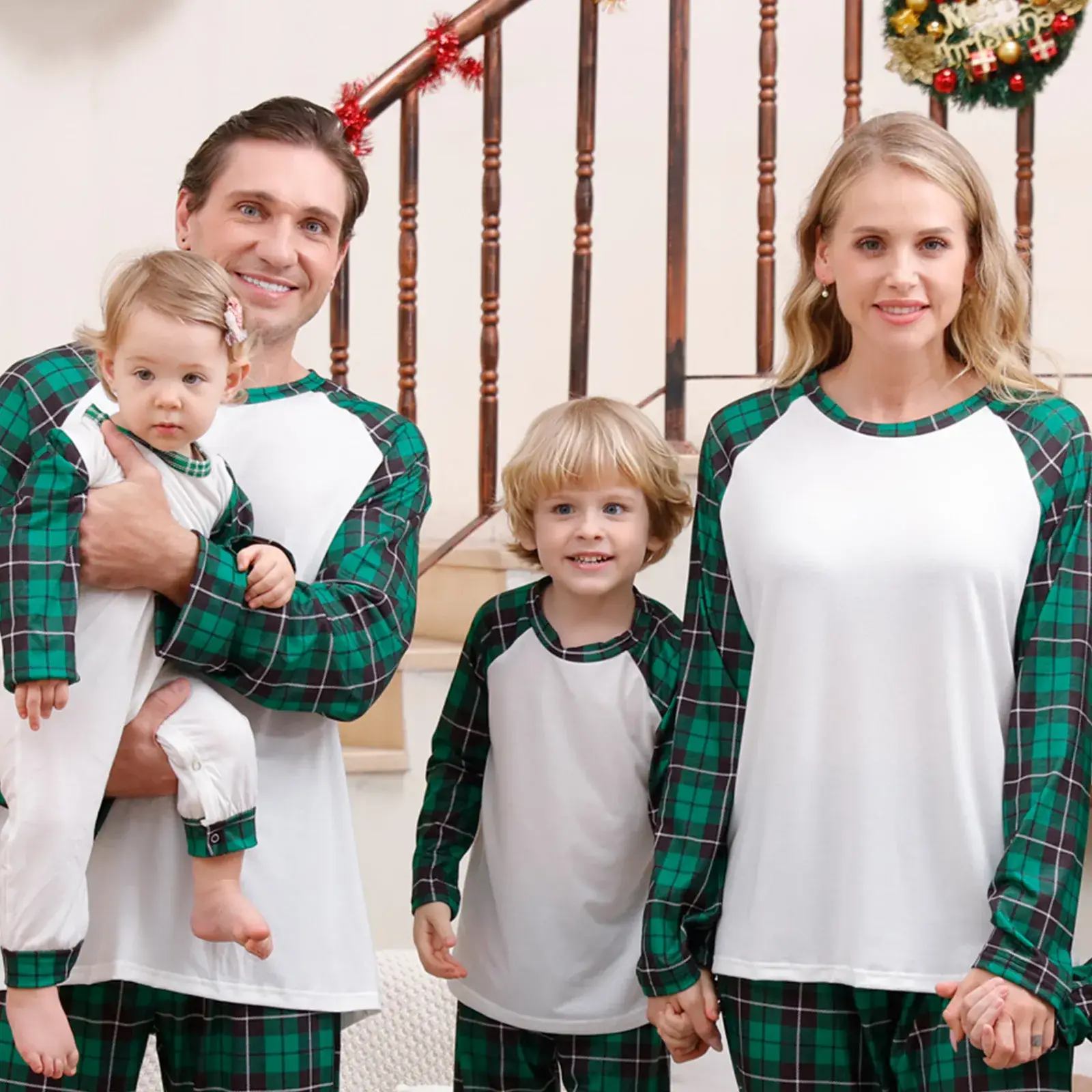 Tianming Christmas Pajama Set Red Plaid Parent-Child Suit - Image 6