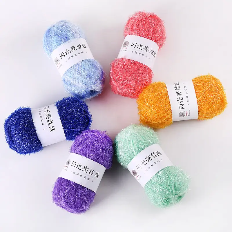 Korean Dish Towel Non-Stick Oil Bright Silk Thread Glass Silk DIY Handmade Bag Strawberry Rag Glitter Gold Thread Wool