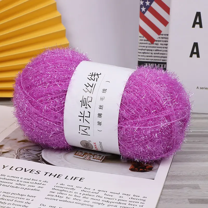 Korean Dish Towel Non-Stick Oil Bright Silk Thread Glass Silk DIY Handmade Bag Strawberry Rag Glitter Gold Thread Wool