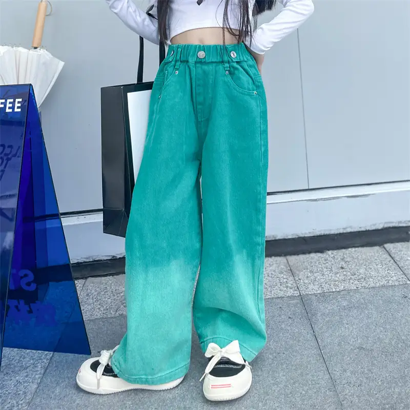 Girls Gradient Wide Leg Pants Candy Color 2025 - Image 7