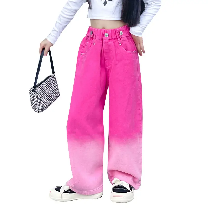 Girls Gradient Wide Leg Pants Candy Color 2025 - Image 9