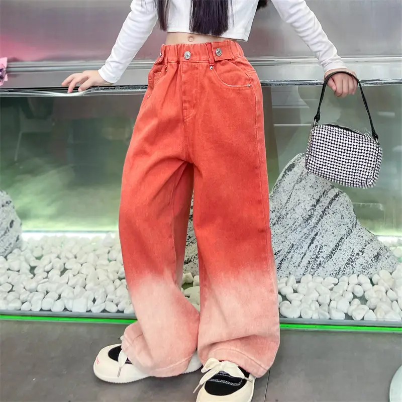 Girls Gradient Wide Leg Pants Candy Color 2025 - Image 3