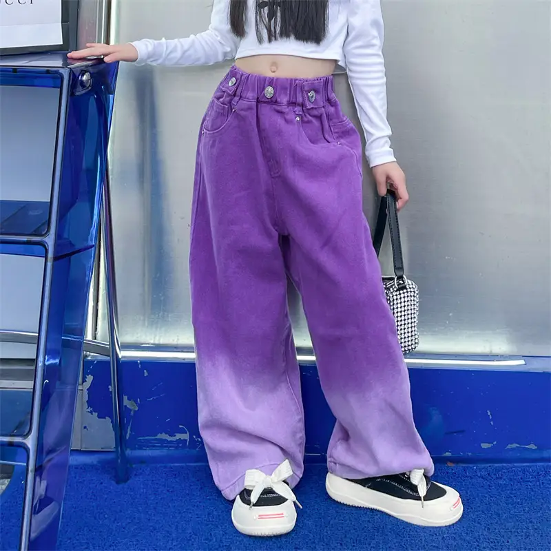 Girls Gradient Wide Leg Pants Candy Color 2025 - Image 2