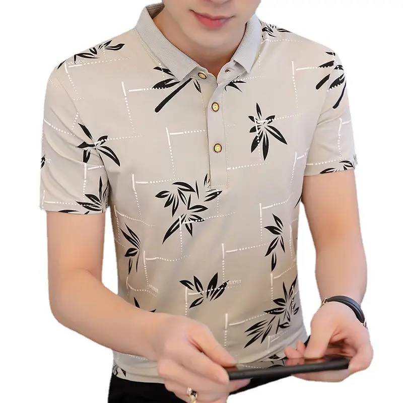 Men White Polo T-Shirt Short Sleeve Korean Style - Image 8