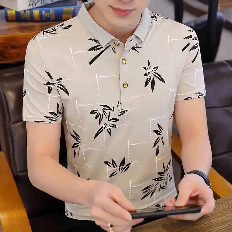 Men White Polo T-Shirt Short Sleeve Korean Style - Image 5
