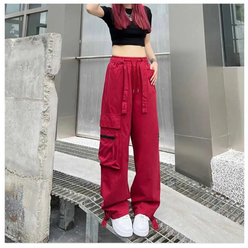 Women Loose Straight Pants Black Hip Hop Casual 2022 - Image 4