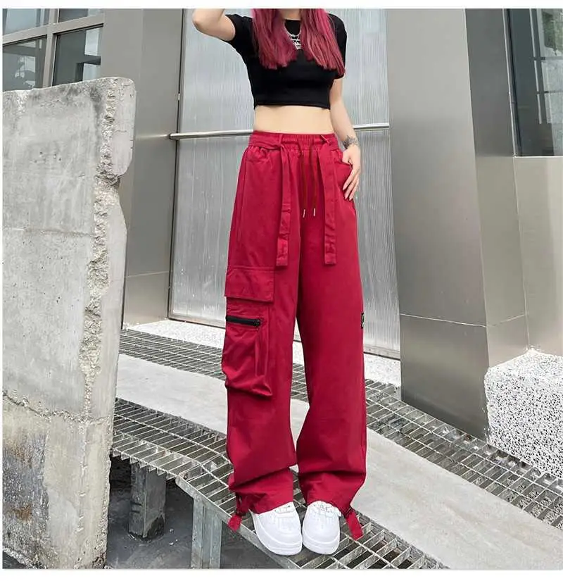 Women Loose Straight Pants Black Hip Hop Casual 2022 — feature 35