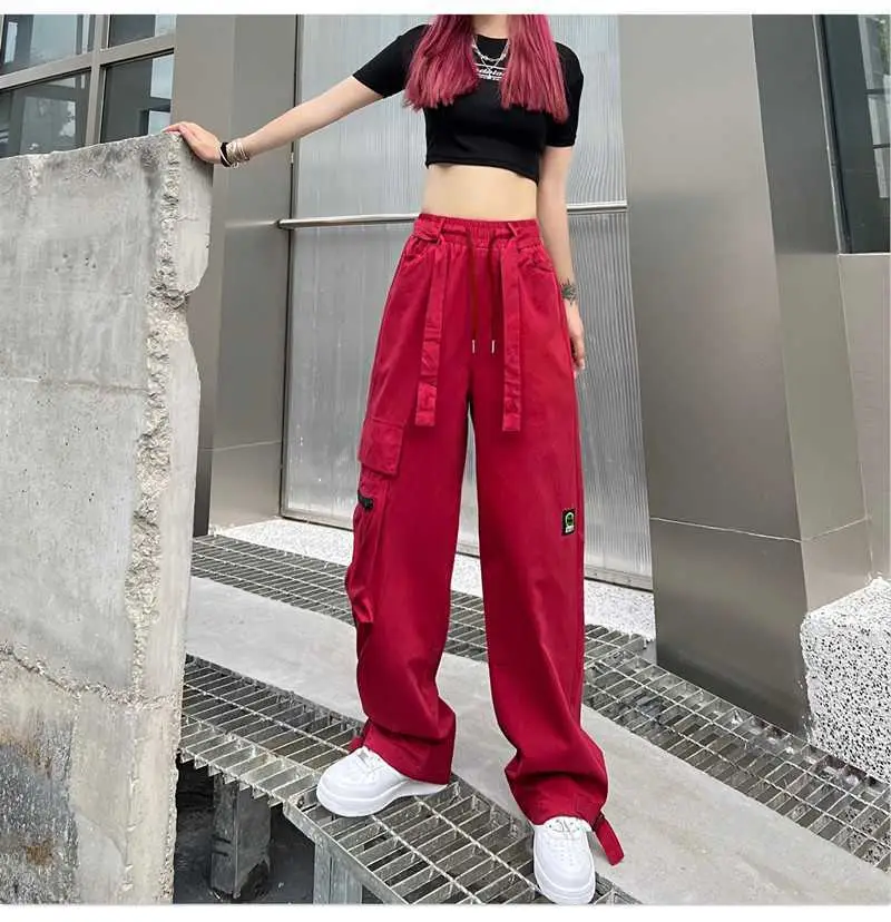 Women Loose Straight Pants Black Hip Hop Casual 2022 — feature 36