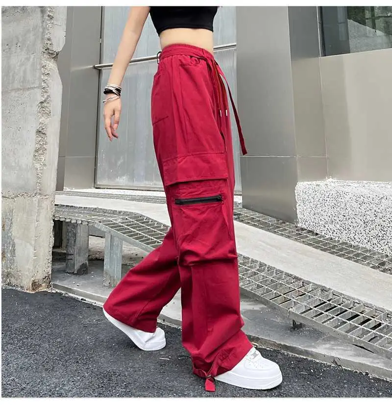 Women Loose Straight Pants Black Hip Hop Casual 2022 — feature 38