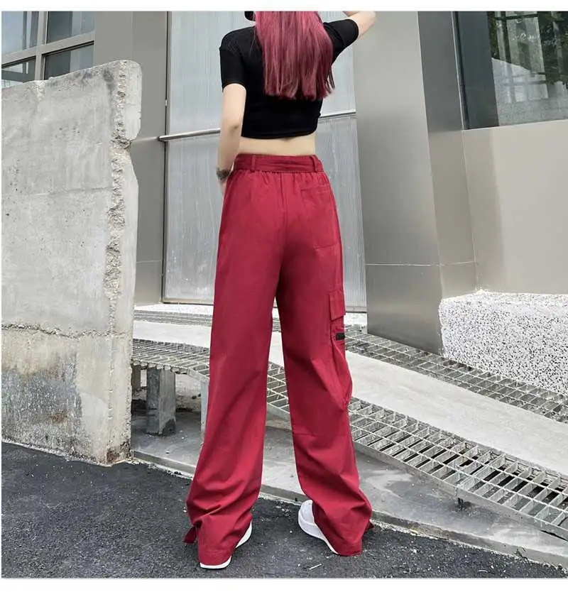 Women Loose Straight Pants Black Hip Hop Casual 2022 — feature 40