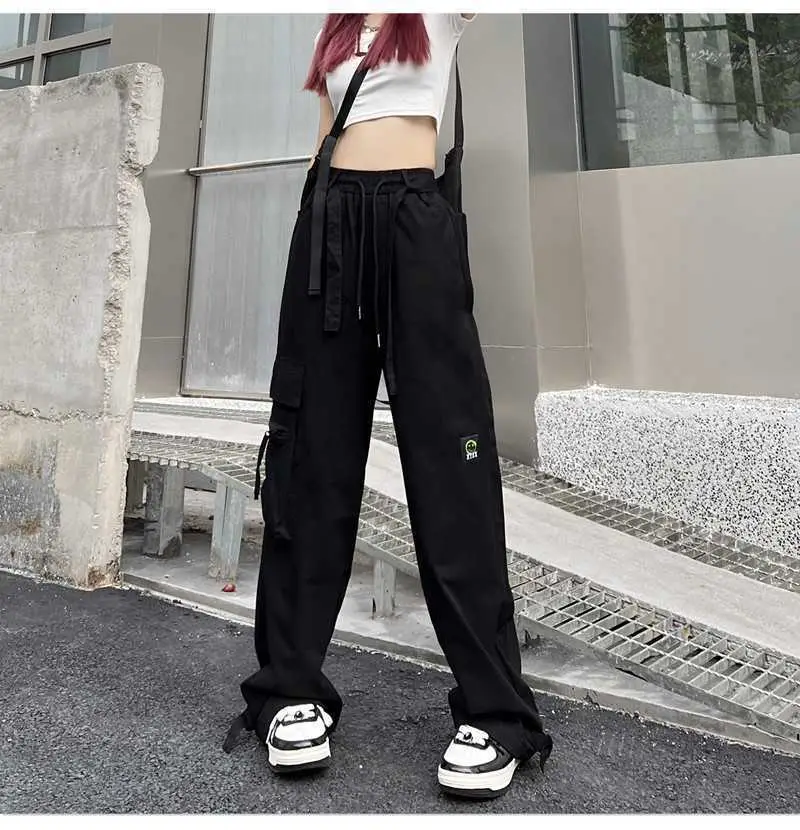 Women Loose Straight Pants Black Hip Hop Casual 2022 — feature 42