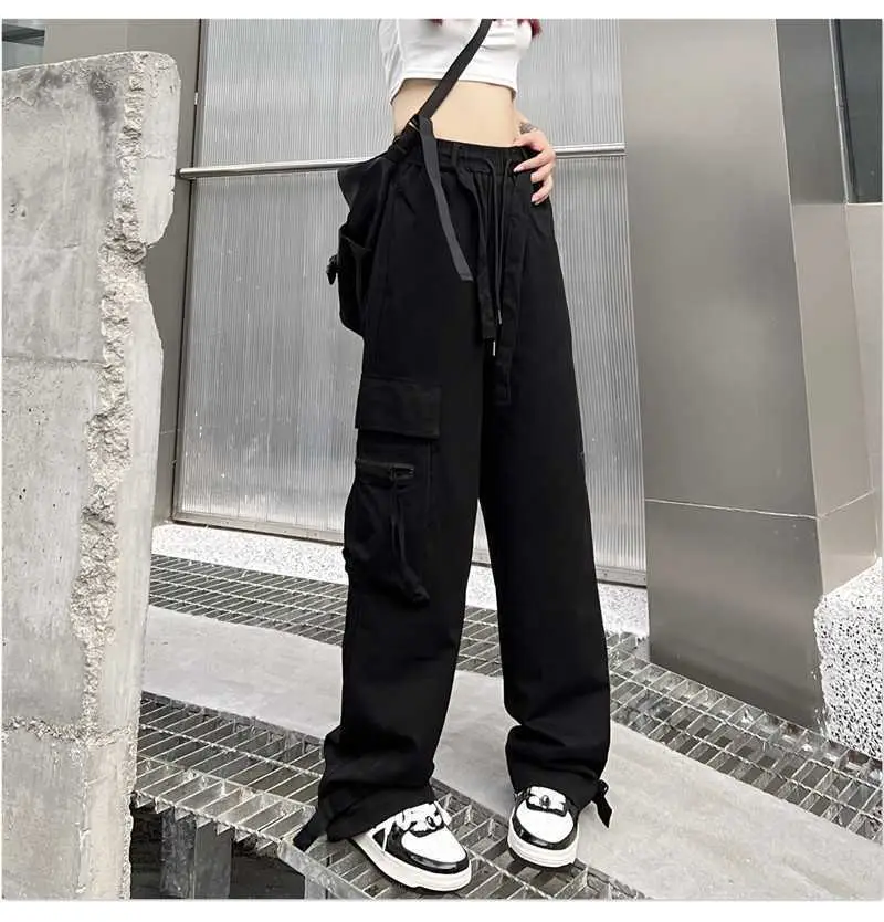 Women Loose Straight Pants Black Hip Hop Casual 2022 — feature 45