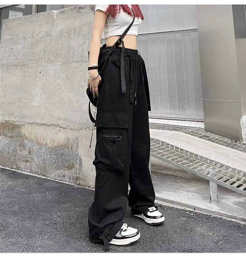 Women Loose Straight Pants Black Hip Hop Casual 2022 — feature 46