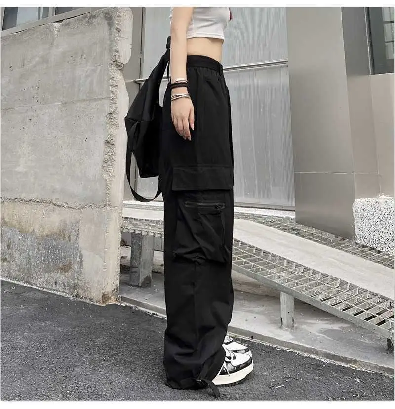 Women Loose Straight Pants Black Hip Hop Casual 2022 — feature 47