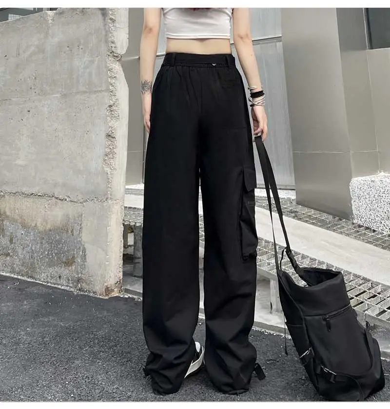 Women Loose Straight Pants Black Hip Hop Casual 2022 — feature 48