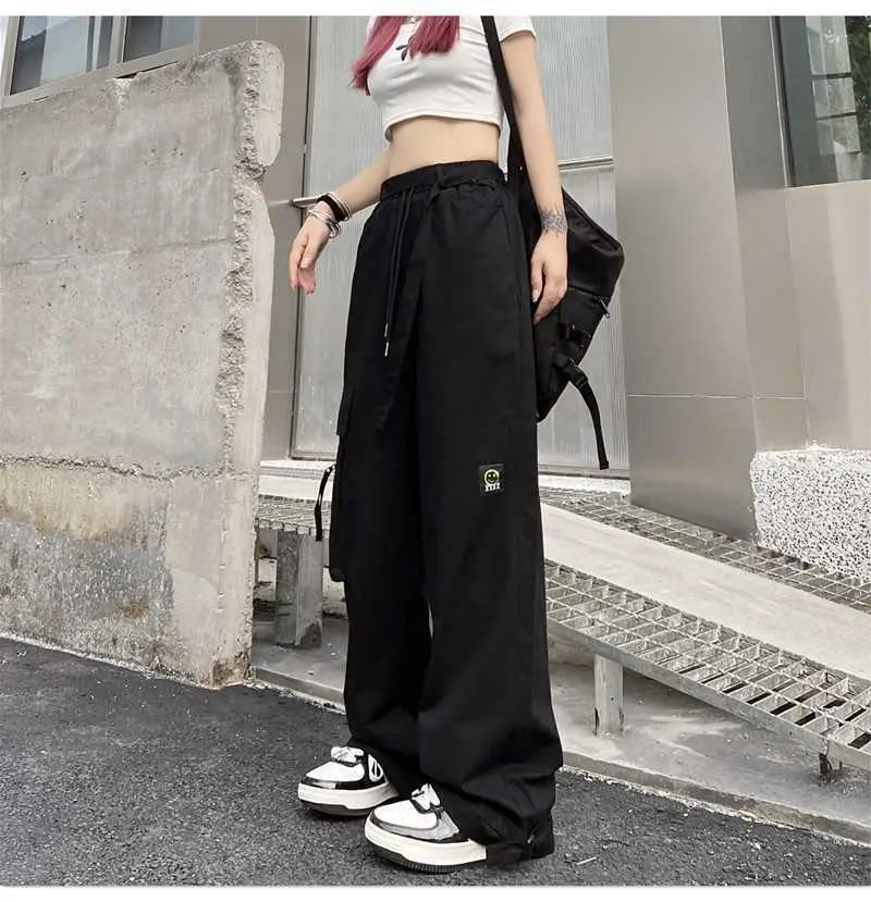 Women Loose Straight Pants Black Hip Hop Casual 2022 — feature 49