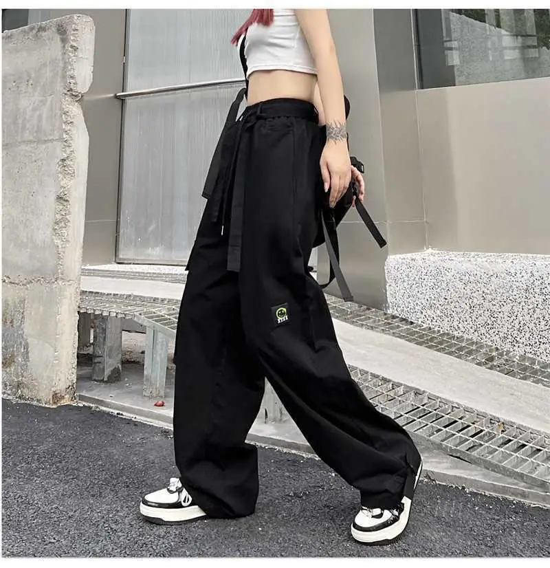 Women Loose Straight Pants Black Hip Hop Casual 2022 — feature 50