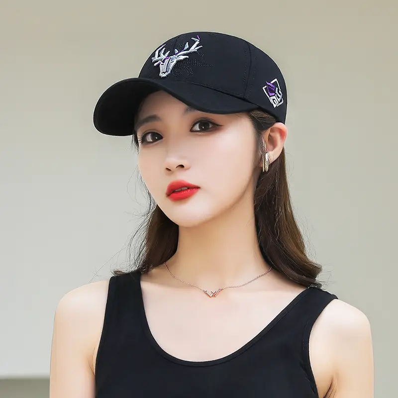 White Embroidered Deer Head Sun Hat for Men Women - Image 6