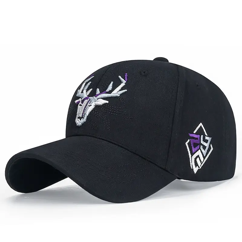 White Embroidered Deer Head Sun Hat for Men Women - Image 3