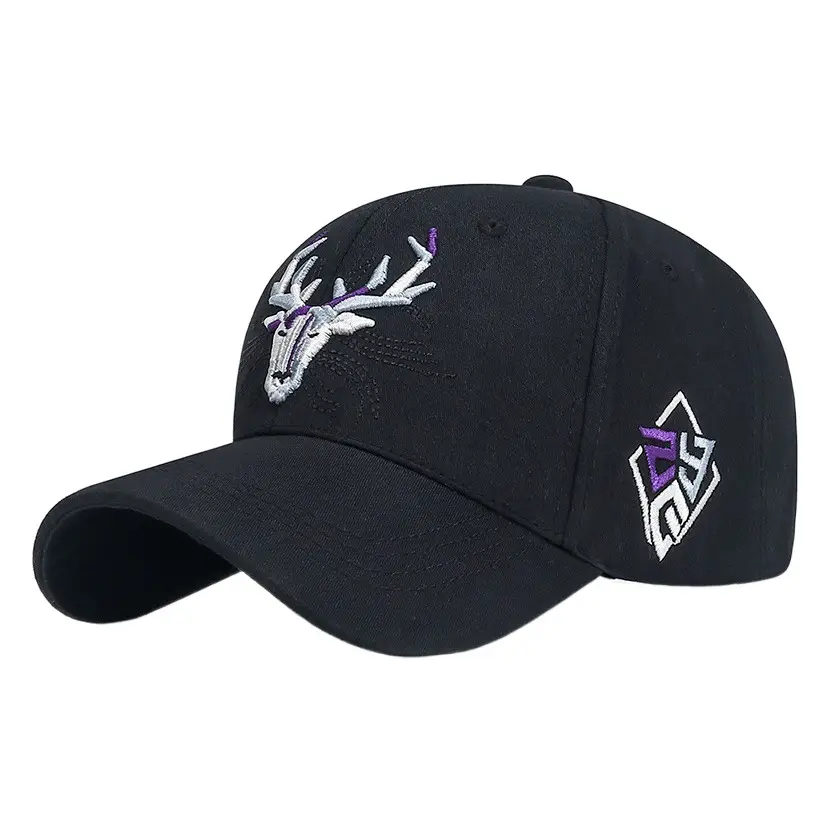 White Embroidered Deer Head Sun Hat for Men Women