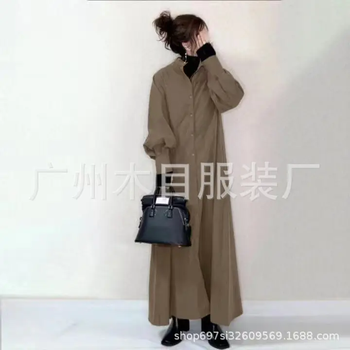 Green Long Sleeve Shirt Dress 2022 New Style - Image 2
